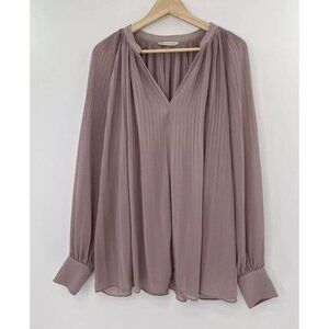 Soft Surroundings Plus Size Chloe‎ Pleated Mauve Purple Sheer Blouse See Measure